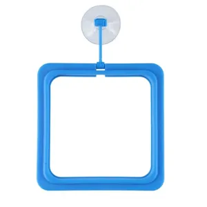 Blue square fish feeding ring with suction cup for aquarium fish tank feeder accessory.