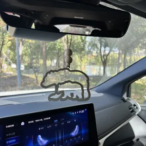 Colgante de coche de animal de madera decoración de espejo retrovisor adorno de madera lindo