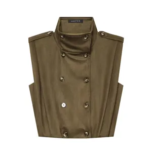 Women Fashion Double Breasted Stand Collar Suede Feel Vest Polyester Sleeveless Waistcoat Embroidered Streetwear Casual Outerwear Top