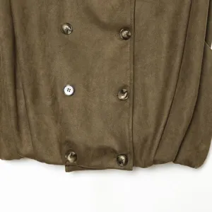 Womens suede feel double breasted vest brown outerwear casual stylish sleeveless top new