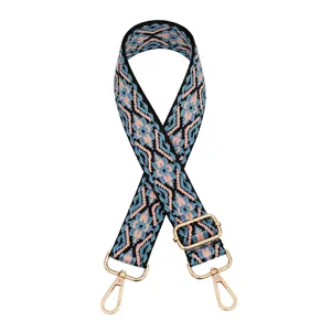 Boho ethnic style replacement bag strap, adjustable crossbody strap for women's handbags.