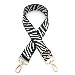 Black and white zebra print bag strap adjustable replacement shoulder cross-body strap.
