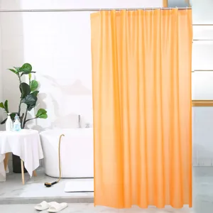 Solid color PEVA waterproof shower curtain for bathroom partition main view yellow