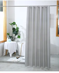 Solid grey waterproof shower curtain for bathroom, durable PEVA fabric modern home decor main image.