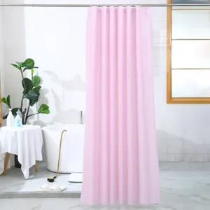 Solid pink waterproof shower curtain for bathroom, durable peva privacy partition drape.