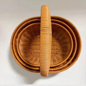 Woven storage basket set nested picnic baskets rustic organizer household grocery shopping fruit baskets
