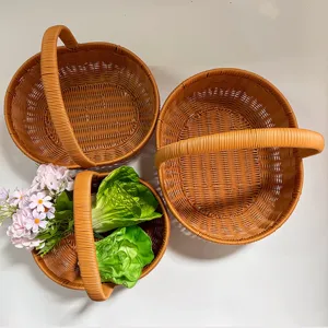 Detailed view of woven storage baskets set, perfect for daily picnic and home organization use.