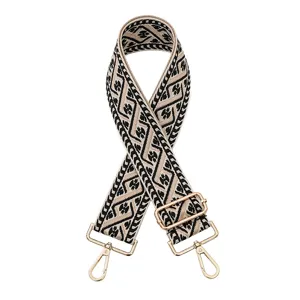 Détail de la sangle de sac de rechange tissée, bandoulière jacquard géométrique réglable.