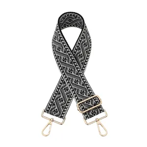 Detail de sangle d'epaule de remplacement tissee, boucle reglable en jacquard pour sac.