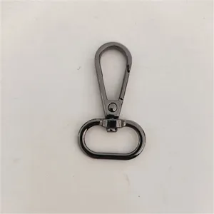 Schwarzer Metall Karabinerhaken mit drehbarer Oese fuer Handtaschen und Schluesselanhaenger Zubehoer