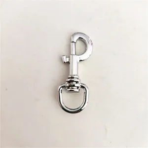 Silver metal swivel snap hook for bags, keychains and DIY hardware accessories detail shot.