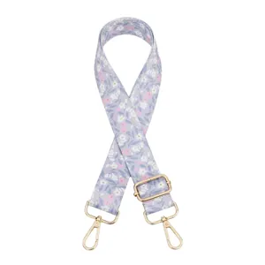 Floral replacement bag strap, adjustable length with premium gold metal hardware details.