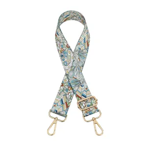 Woven bag strap replacement, ethnic style colorful pattern, adjustable crossbody shoulder strap