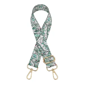 Wide replacement shoulder strap for women handbags, adjustable ethnic floral pattern bag strap.