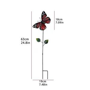 Metal butterfly garden stake outdoor yard decoration lawn ornament 63cm height specification