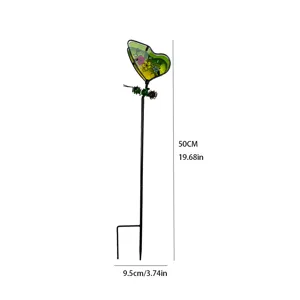 Iron glass butterfly garden stake, outdoor yard decoration, colorful glass wings plant support