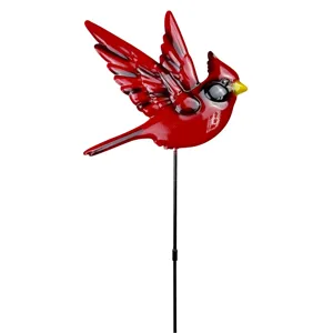 Metal Cardinal Garden Stake Red Bird Yard Decor Outdoor Lawn Metal Flower Stake Ornament