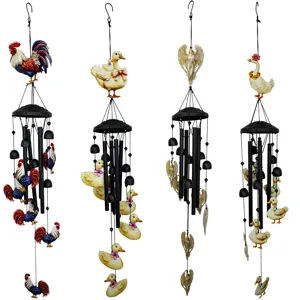 Campana de viento de metal decoración colgante con adorables figuras de animales jardín.