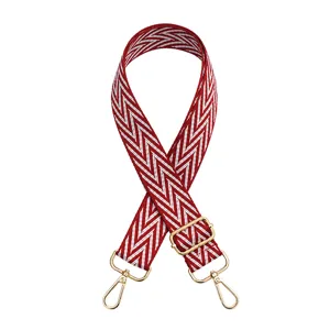 Replacement bag strap red white chevron pattern adjustable shoulder cross body bag belt accessory