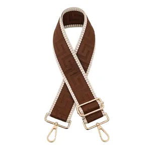 Bandoulière de sac de rechange en toile marron réglable avec matériel doré pour sac.