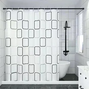 Waterproof Mildew-Proof Shower Curtain Set With Hooks And Rod Bathroom Partition Curtain Modern Minimalist Printed Fabric Shower Curtain