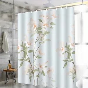 Waterproof mildew-resistant floral shower curtain for bathroom partition window decoration detail view