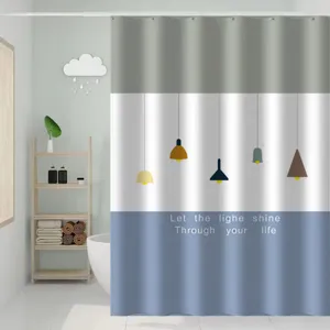 Waterproof shower curtain with stylish pendant light pattern for modern bathroom decor waterproof