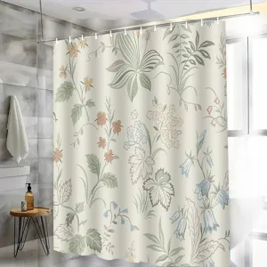 Rideau de douche floral étanche, rideau de séparation de salle de bain botanique.