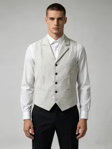 Men's herringbone suit vest, business casual formal waistcoat for wedding and daily wear.
