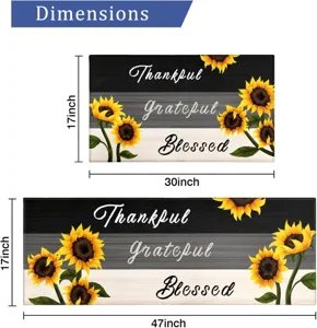 Sunflower kitchen mat anti-slip flannel floor rug absorbent bathroom foot mat 2 pieces set