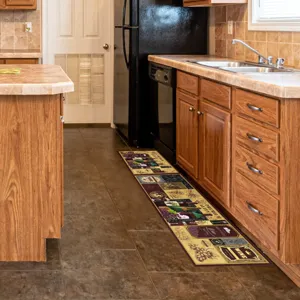 Kitchen runner rug with vintage wine theme, flannel absorbent non-slip floor mat.