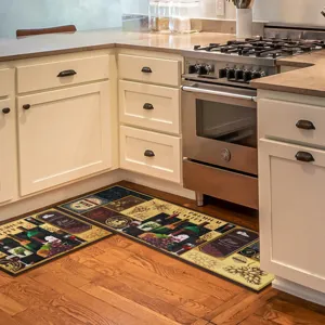 Kitchen floor mat non-slip absorbent flannel runner rug for home kitchen bathroom floor decor