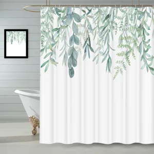 Rideau de douche étanche en polyester avec des motifs de feuilles d'eucalyptus botaniques