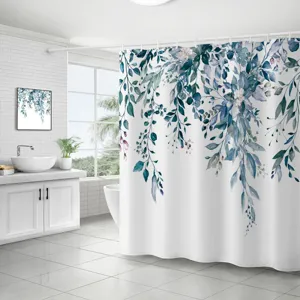Rideau de douche imperméable en polyester à motif botanique pour décoration de salle