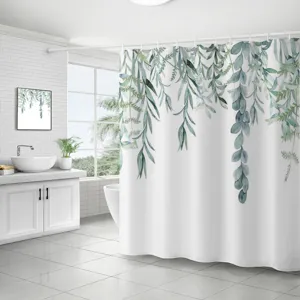 Rideau de douche imperméable en tissu avec motif végétal botanique pour votre belle salle de bain.