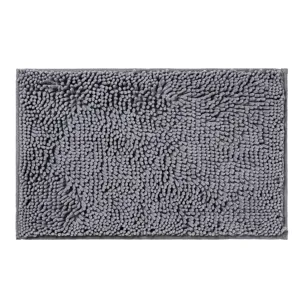 Graue Chenille Badematte super saugfähig flauschiger Boden Teppich für Badezimmer Dusche