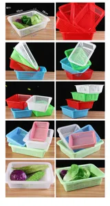 Panier de rangement en plastique rectangulaire bac d'égouttement pour cuisine et fruits