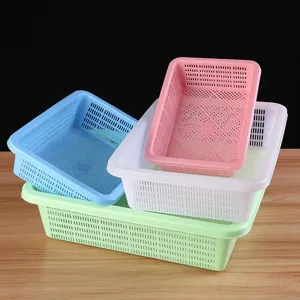 Panier de rangement en plastique rectangulaire panier de vidange creux ensemble multicolore
