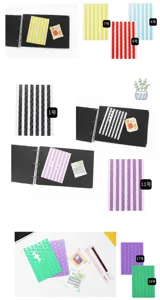 Dettaglio adesivi per angoli album foto DIY che mostrano vari motivi geometrici.