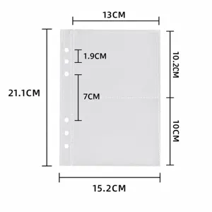 A5 transparent 6-ring binder refill pages, double-sided 4-pocket card holder sheets for photos.