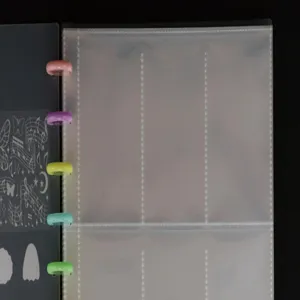 Clear 3-inch photocard binder inner pages with colorful discbound rings for daily storage.