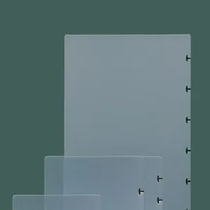 Translucent frosted discbound notebook covers and dividers with classic mushroom holes.