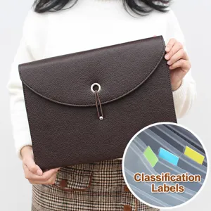 Borsa per documenti in pelle A4 organizer per file a fisarmonica con tasche multiple utili.