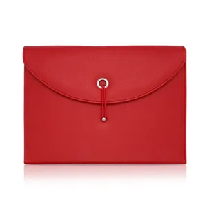 Cartella documenti A4 in pelle rossa borsa raccoglitore con chiusura anello metallico