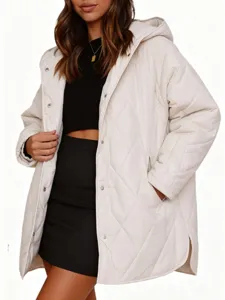 Femme veste matelassée à capuche hiver décontracté oversize manteau long beige