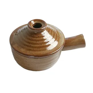 Japanse grove keramische soepkom met handvat en deksel retro servies serviesgoed
