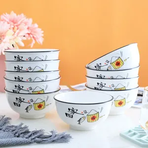 Set di 10 ciotole di riso in ceramica, piccole ciotole in porcellana da 4.5 pollici per la cucina.