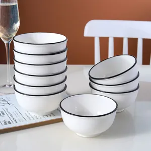Set di 10 ciotole per riso in ceramica 4.5 pollici stoviglie in porcellana bianca cucina.