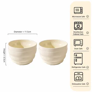 Lot de 4 bols à riz en céramique, design 4.5 pouces, micro-ondes et lave-vaisselle.