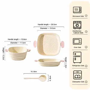 Ensemble de bol plat et cuillère en céramique crème vaisselle de cuisine spécification